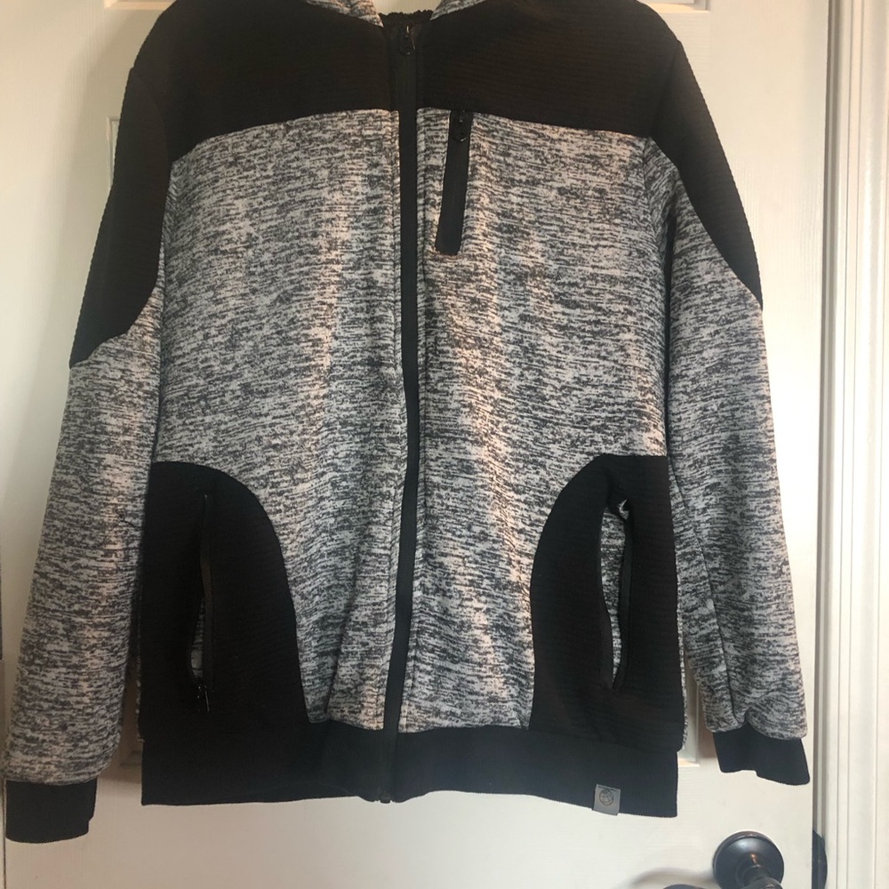 Free Planet Black and Gray Hooded Jacket